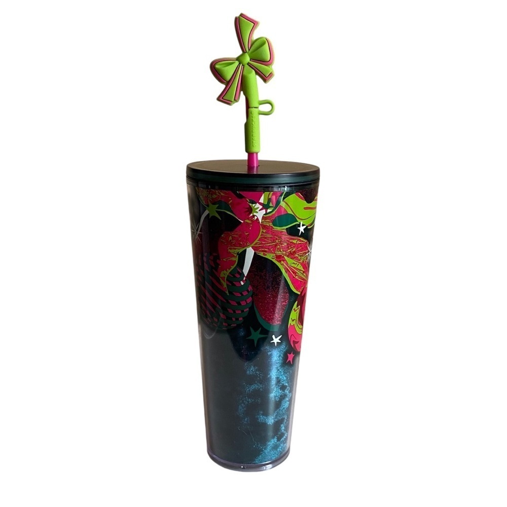 Starbucks Holiday Christmas 2023 Venti Cold Cup Tumbler Reuseable Bow Straw 24OZ